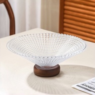 Solid Wood Bottom Glass Simple Fruit Tray Home Living Room Coffee Table High Aesthetic Fruit Tray Ca