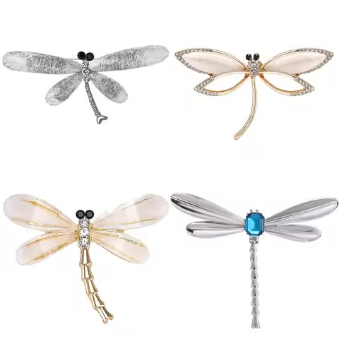 Resin Dragonfly Brooches for Women Multi-color Metal Insect Pins Office Party Friend Gifts Jewelry A