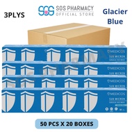 Medicos 3ply Sub Micron Surgical Face Mask - Glacier Blue (50Pcs x 20 Boxes) 1 Carton