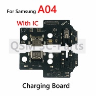 สำหรับ Samsung A04 A04F USB ขั้วต่อแท่นชาร์จชาร์จพอร์ตสายเคเบิลงอได้บอร์ดไมโครโฟน