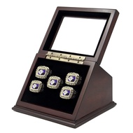 Wooden Display case Shadow Box for Sports Championship Rings from 1 Slot to 7 Slots with Glass Windo