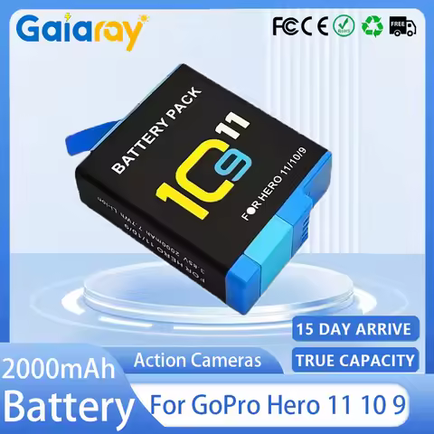 2000mAh Battery for GoPro Hero 11 10 9 Li-ion Battery Pack Motion Camera Battery Storage for GoPro H
