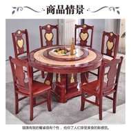 Marble Dining Table and Chair round round Table with Turntable Solid Wood Marble round Table European Dining Tables and Chairs Set