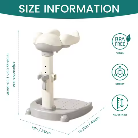 Baby Bath Stand with Hug-Like Design, Height Adjustable Toddler Bath Helper, Anti-Slip Shower Suppor