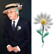 Kpop Idol BIGBANG G-DRAGON Full Diamond Daisy Brooch Design Temperament Brooch