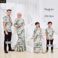 BAJU RAYA BATIK COUPLE FAMILY SET SEDONDON 2023 MINT GREEN BAJU KURUNG BUDAK 12 TAHUN PLUS SIZE 3XL 