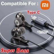 Headset TYPE C Hitam Super Bass Suara Jernih For ORIGINAL SUPER BASS for Xiaomi Poco M2 Poco M2 Pro