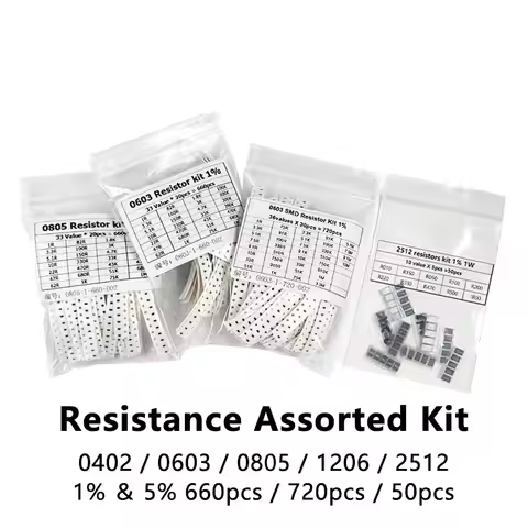 50-4000Pcs Set of Resistors 0603 0805 1206 1210 0402 SMD Resistor Assorted Kit 1R-1M 1% 33 Values X 