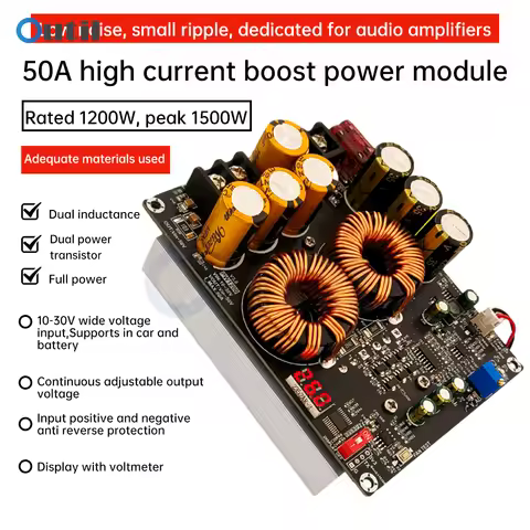 1200W 50A High Current Boost Power Module Dual Inductor Sufficient Power Audio Amplifier Dedicated P
