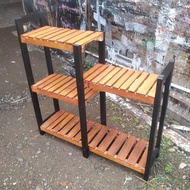 RAK POT BUNGA 4 SUSUN KAYU - RAK TANAMAN RAMBAT AGLONEMA - RAK TANAMAN HIAS KAYU BERTINGKAT - RAK BE