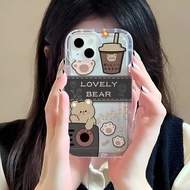 Photo frame airbag clear case for iphone 14promax 11 13 12 7Plus 6 6s XR X XS Max Cute Camera Bear cover
