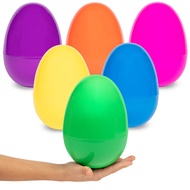 PREXTEX 7” Jumbo Unfilled Easter Eggs, 6 pcs | Empty Plastic Eggs Bulk, Egg Toy Pack, Big Giant East