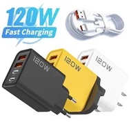 120W 4 Port USB Type C Charger Fast Charging Data Cable USB Phone Charger Adapter for Samsung iPhone