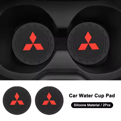 2Pcs Car Logo Silicone Water Cup Pad Cushion For Mitsubishi Lancer Ralliart ASX Mirage Pajero Xpande