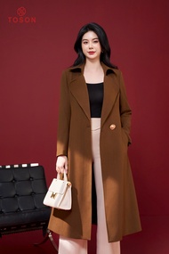 Áo măng tô be nâu dáng dài thắt đai eo (Limitted) 92033 Toson