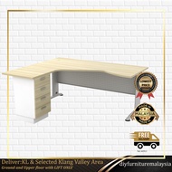 Superior Compact Office Table 4 Drawers L-shaped | Meja Pejabat | Office Table Furniture | BL 44-4D