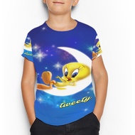 Tweety Bird Tshirt Fullprint Polyester Material Casual Jersey T-shirt for Children Aged 3 to 10 Year