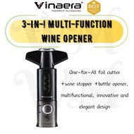 Vinaera Inspiration Accessories 3-in-1 Multi-Function Wine Opener【1pcs(98g)/pack】Stainless, Silicone