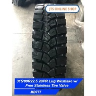 315/80R22.5 20PR Lug Westlake MD777 w/ Free Stainless Tire Valve