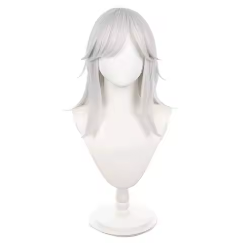 Genshin Impact Cyno Cosplay Wig Sumeru Akademiya Cyno 60cm Silver White Heat Resistant Synthetic Pel