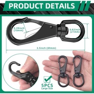 Swivel Snap Hooks, 3.5”Swivel Hooks, 5 Pcs Swivel Carabiner, Stainless Steel Swivel Eye Snaps, 95 LB