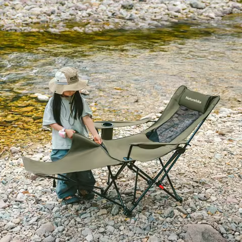 Outdoor Folding Lounge Chair Recliner Lightweight Fishing Chairs Portable Camping Chair Camping Loun