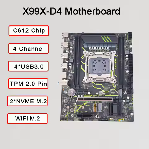 X99 D4 LGA 2011-3 XEON X99 Motherboard with TPM2.0 pin support Intel E5 V3 V4 CPU DDR4 RECC Memory 2
