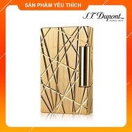 Hộp Quẹt Bật Lửa Dupont Khắc Chìm Cắt Chéo Độc Lạ D186V Màu Vàng Đẹp Độc Lạ - Dùng Gas Đá Cao Cấ