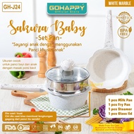 GOHAPPY baby PAN Kitchen Cooking Equipment Set for children - frypan steamer milkpan