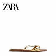 Zara Women's Shoes Golden Knotted Slippers Outer Wear Sole Sandals Sandals