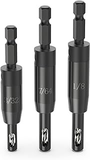 CC2430 Self Centering Drill Bit Set Replacemnt for Bosch 1/4 Hinge Drill Bit Set for Metal,Countersink Drill Bit Set for Wood,3 Piece Self-Centering Bit Set for Drill Tools