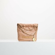 二手Chanel 22bag mini 奶茶色