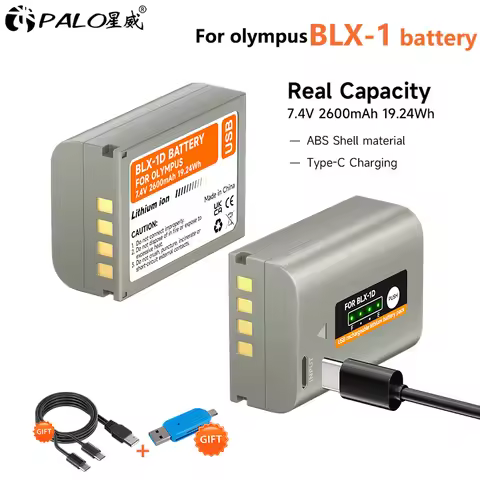PALO 2600mAh BLX-1 BLX1 Battery with Type-C Input for Olympus OM SYSTEM OM-1 OM1 OM-1 Mirrorless Cam