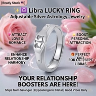 [Ready Stock] Libra Lucky Ring Adjustable Silver Astrology Jewelry Love Harmony Manifestation Charm 