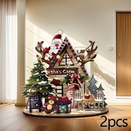 [Leipupa] 2 Pieces Christmas House 3D Puzzles Set 3D Wooden Puzzles Decorative Christmas