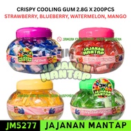 Halal CRISPY COOLING GUM 2.8G X 200PCS STRAWBERRY, BLUEBERRY, WATERMELON, MANGO JM5277