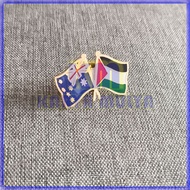 Cross Flag Pin Australia Palestine Friendship Flag Pin Australia Palestine - Karya Mulya