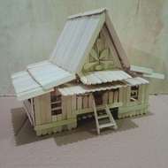 miniatur rumah Adat riau selaso jatuh kembar dari stik es krim