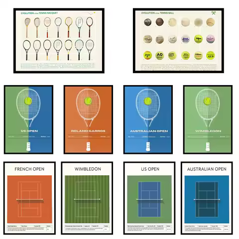 Roland Garros Tennis Wall Art Poster Aussie Open Canvas Art Prints US Open Wall Decor Picture Wimble