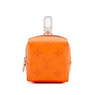 Louis Vuitton Orange Monogram Coated Canvas and Taiga Leather Taigarama Square Pouch Bag Charm Silver Hardware, 2021
