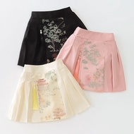 Chinese Style Hanfu New Chinese Style Horse Skirt Children's Skirt Anti-glare Retro Pleated Skirt Ho