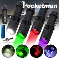 Mini SK68 Zoomable LED Flashlight with Battery and Charger Waterproof Green/Red/White/UV 395nm Torch