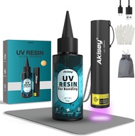 UV Resin Kit with Light 50g UV Resin with Rechargeable 395NM UV Flashlight Fast Curing in Seconds UV