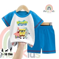 Asher Kids - COLORFUL KIMONO T-SHIRT SET FOR BOYS AND GIRLS WITH SPONGEBOB SQUAREPANTS MOTIF | COLOR