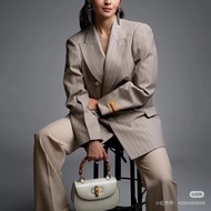 gucci白色Bamboo mini1947竹節馬鞍包手提包肩背包21*12*7.5  98新配件塵袋 盒子