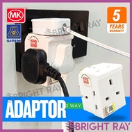 MK 3 Way Plug Adapter 3 Pin Adapter SIRIM Kepala Plug 3 Pin 13A 250V Power Point Adaptor Plug Extens