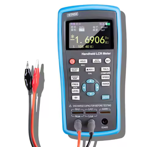 ET432 Portable Digital LCR Bridge Meter 100Hz,120Hz,1KHz,10KHz,40KHz,100KHz Electrolytic Capacitor a