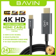 BAVIN HD26 4K High Speed USB-C to HDMI Adapter Cable Plug & Play for TV/Laptop/Tablet/Smartphones