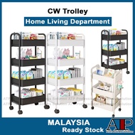 Rak Troli Penyimpanan Pelbagai Fungsi / 3 Tier Multifunction Storage Trolley Rack Office Shelves Home Kitchen Rack