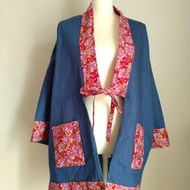 手工縫製 牛仔 櫻花 長羽織 和服 復古 女裝 男裝 中性 日系 禮物